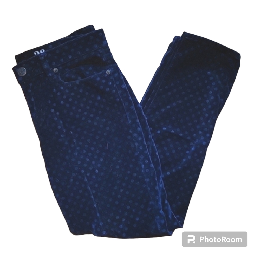 J. Crew Navt blue Velvet Polka Dot Pants Sz 28